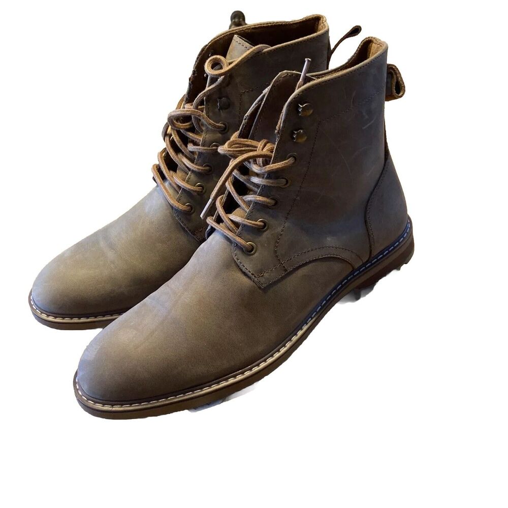 Arkbid Men’s Leather Boots Size 12 Brown Lace-Up Casual Workwear Footwear